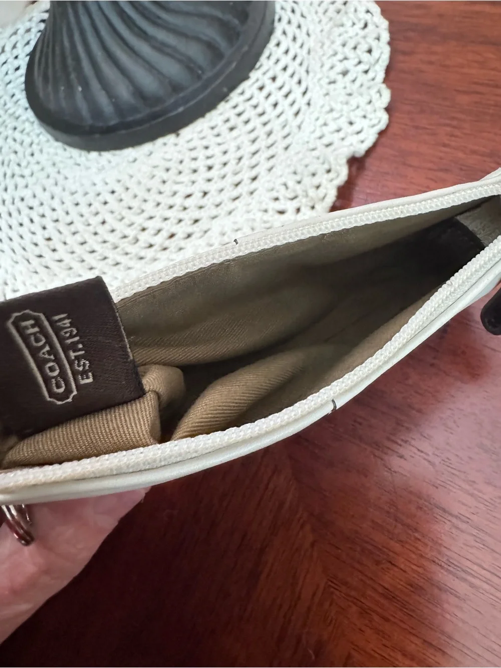 Vintage Coach Soho Cream Pebbled Leather Crossbody Bag & Wristlet Set